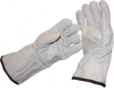 LONG CUFF LEATHER SAFETY GLOVES (SHRINKWRAP) 1 pr.